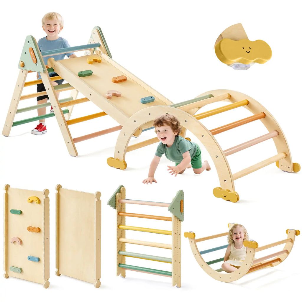 Tiny Land® 7-in-1 Morandi Pikler Triangle Climbing Set