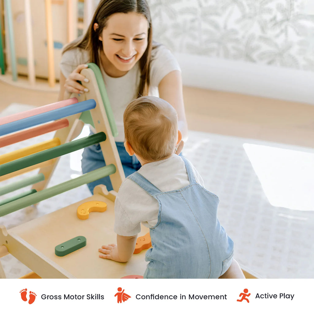 Tiny Land® 7-in-1 Morandi Pikler Triangle Climbing Set