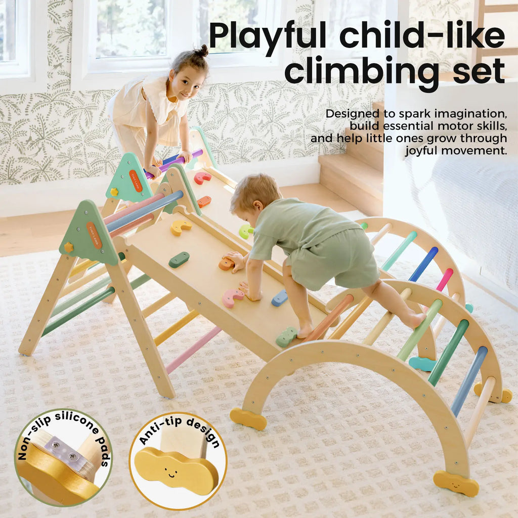 Tiny Land® 7-in-1 Morandi Pikler Triangle Climbing Set
