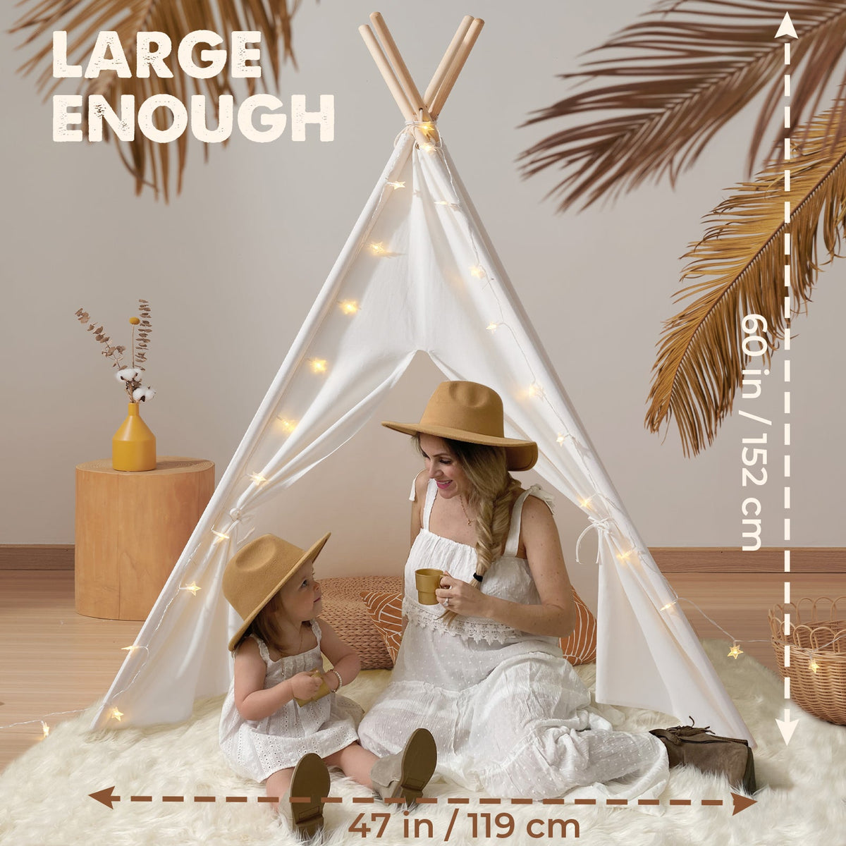 Tiny Land® Kids Teepee Tent with Floor Mat