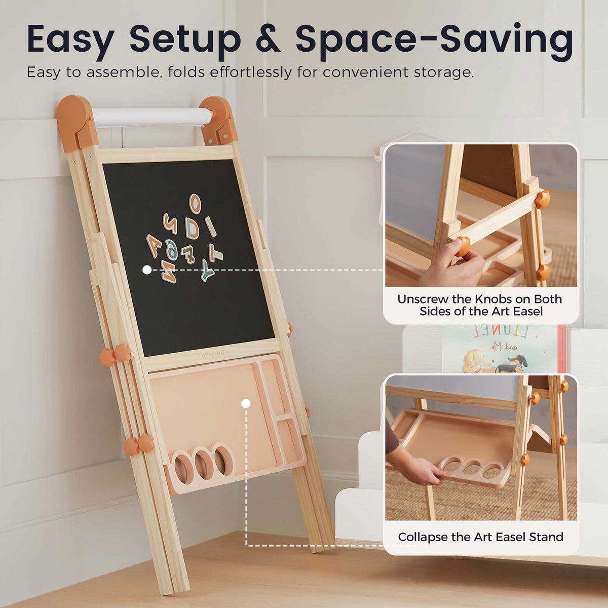 Tiny Land® Caramel Magnetic Easel for Kids