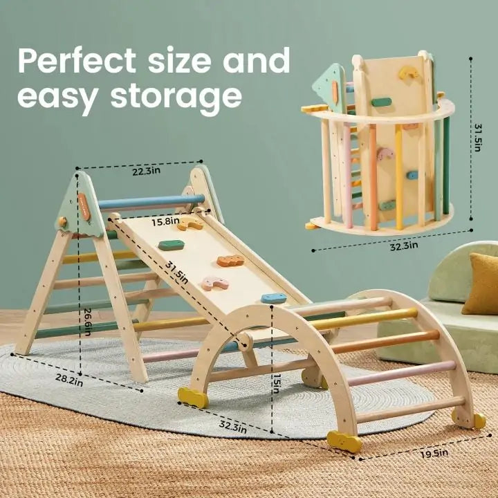 Tiny Land® 7-in-1 Morandi Pikler Triangle Climbing Set