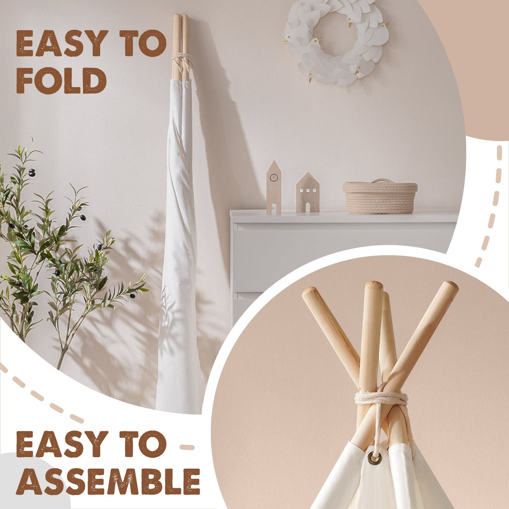 Tiny Land® Kids Teepee Tent with Floor Mat