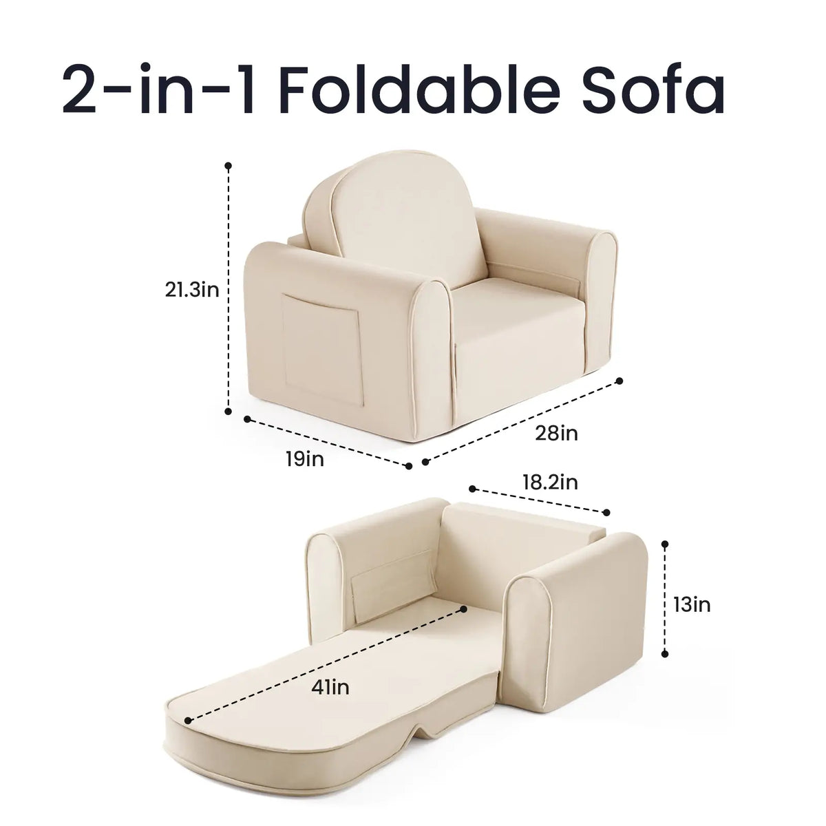 Tiny Land® GentleSnug 2-in-1 Kids Chair & Foldable Sofa