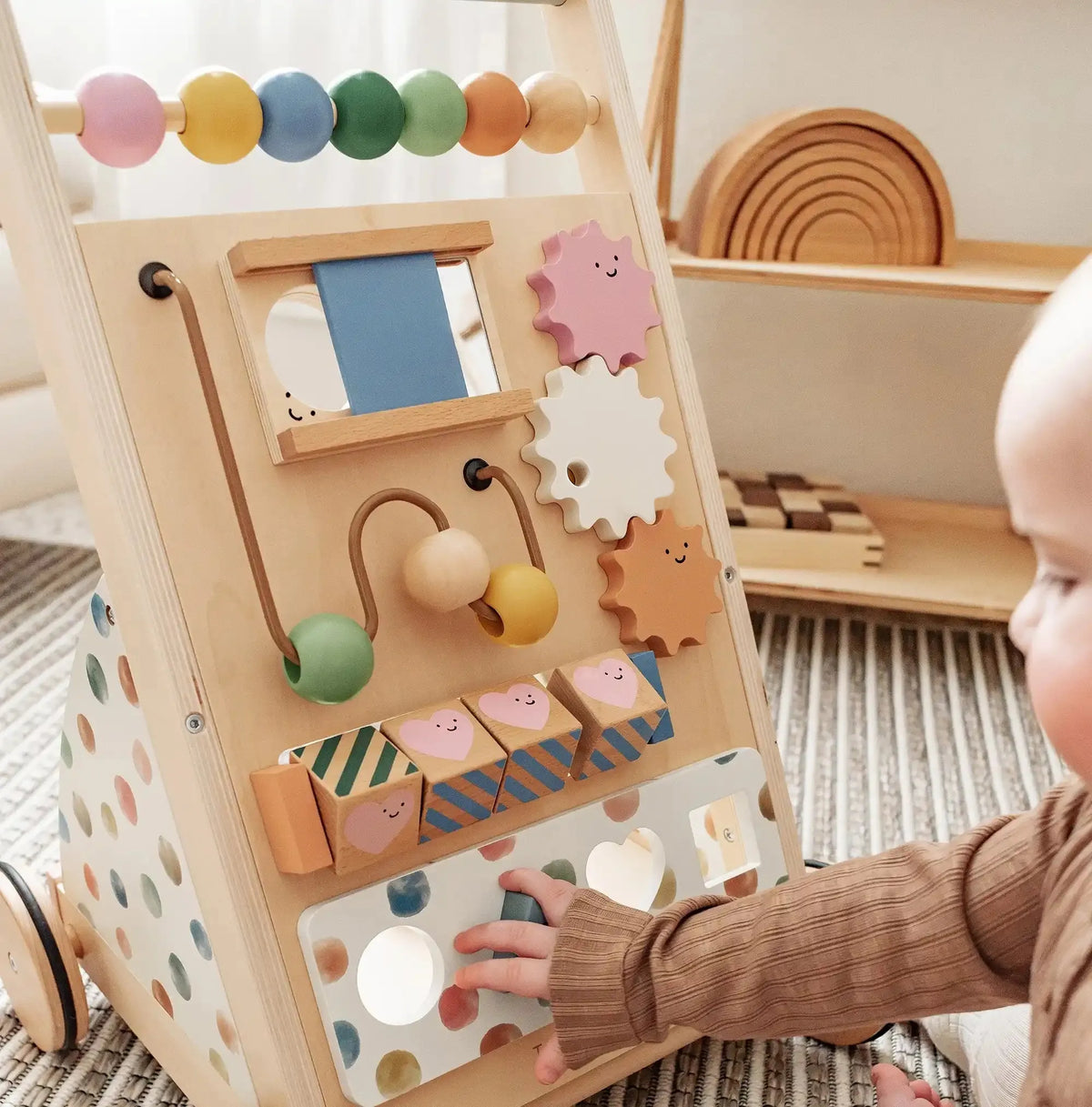Tiny Land® Natural Wooden Baby Activity Walker