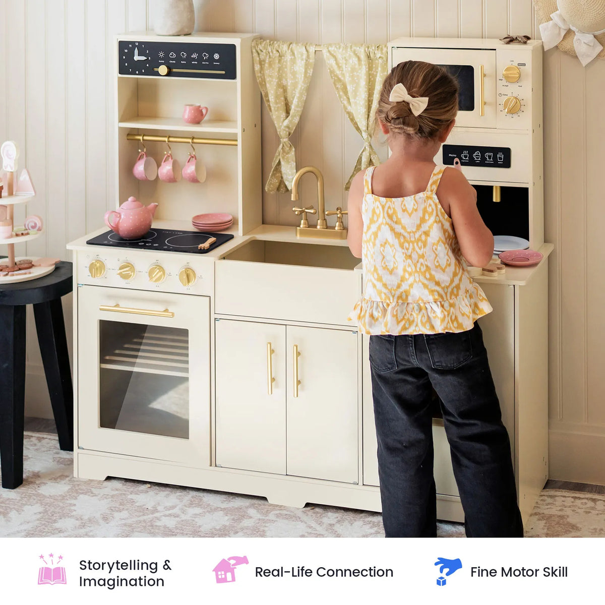 Tiny Land® Iconic Wooden Play Kitchen – Cream