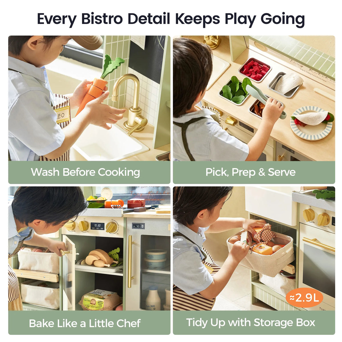 Tiny Land® BistroSwitch 2-in-1 Wooden Play Kitchen