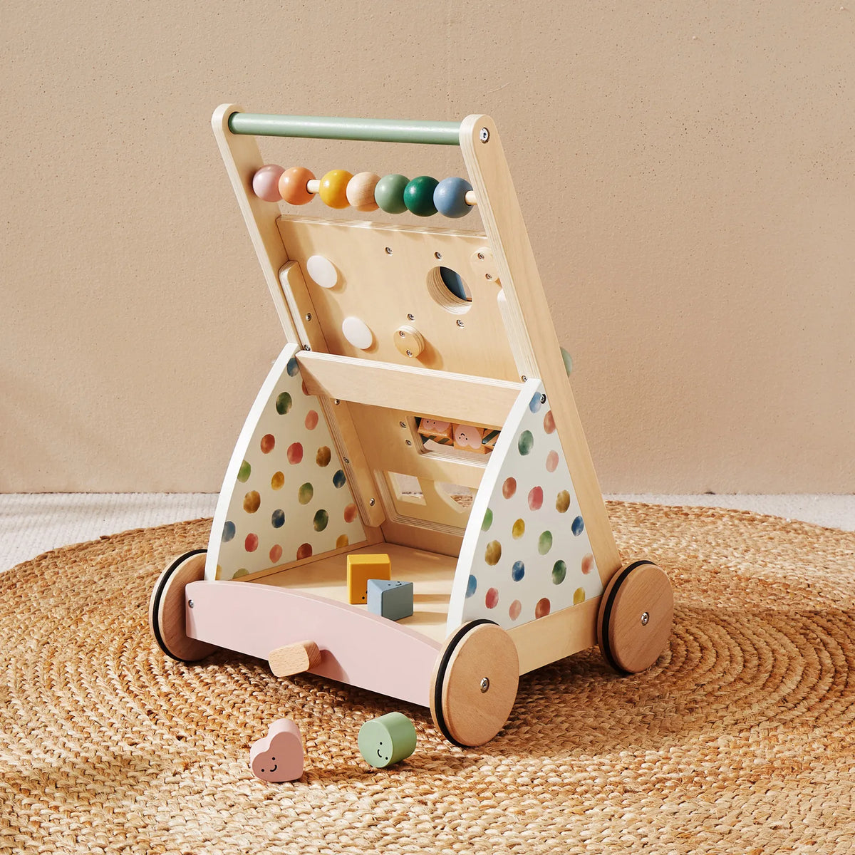 Tiny Land® Natural Wooden Baby Activity Walker