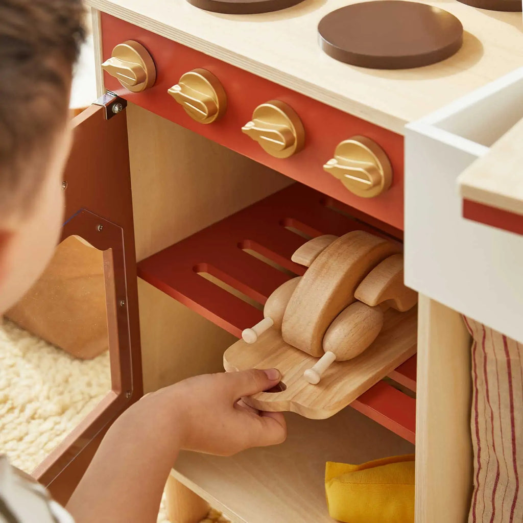 Tiny Land® Wooden Play Kitchen for Toddlers - Honey Kitchenette Pretend Cooking Set