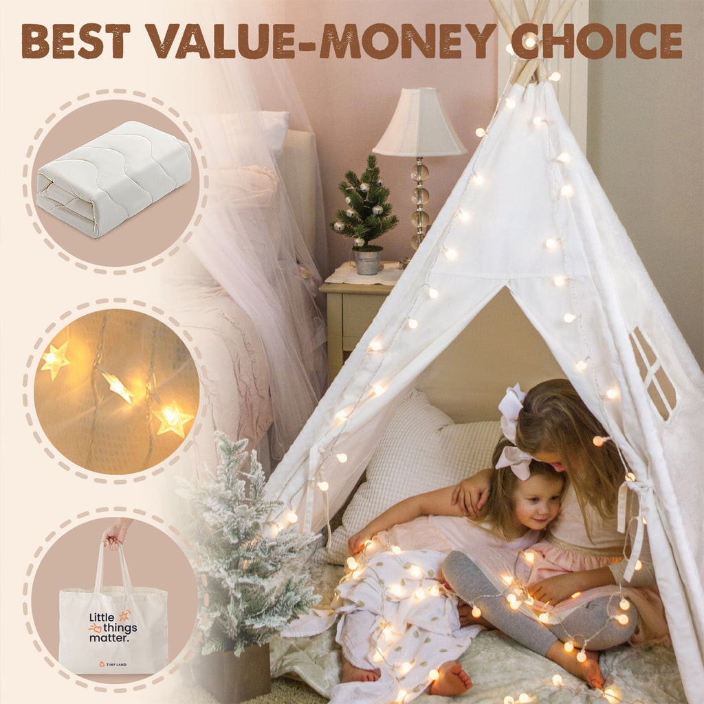 Tiny Land® Kids Teepee Tent with Floor Mat