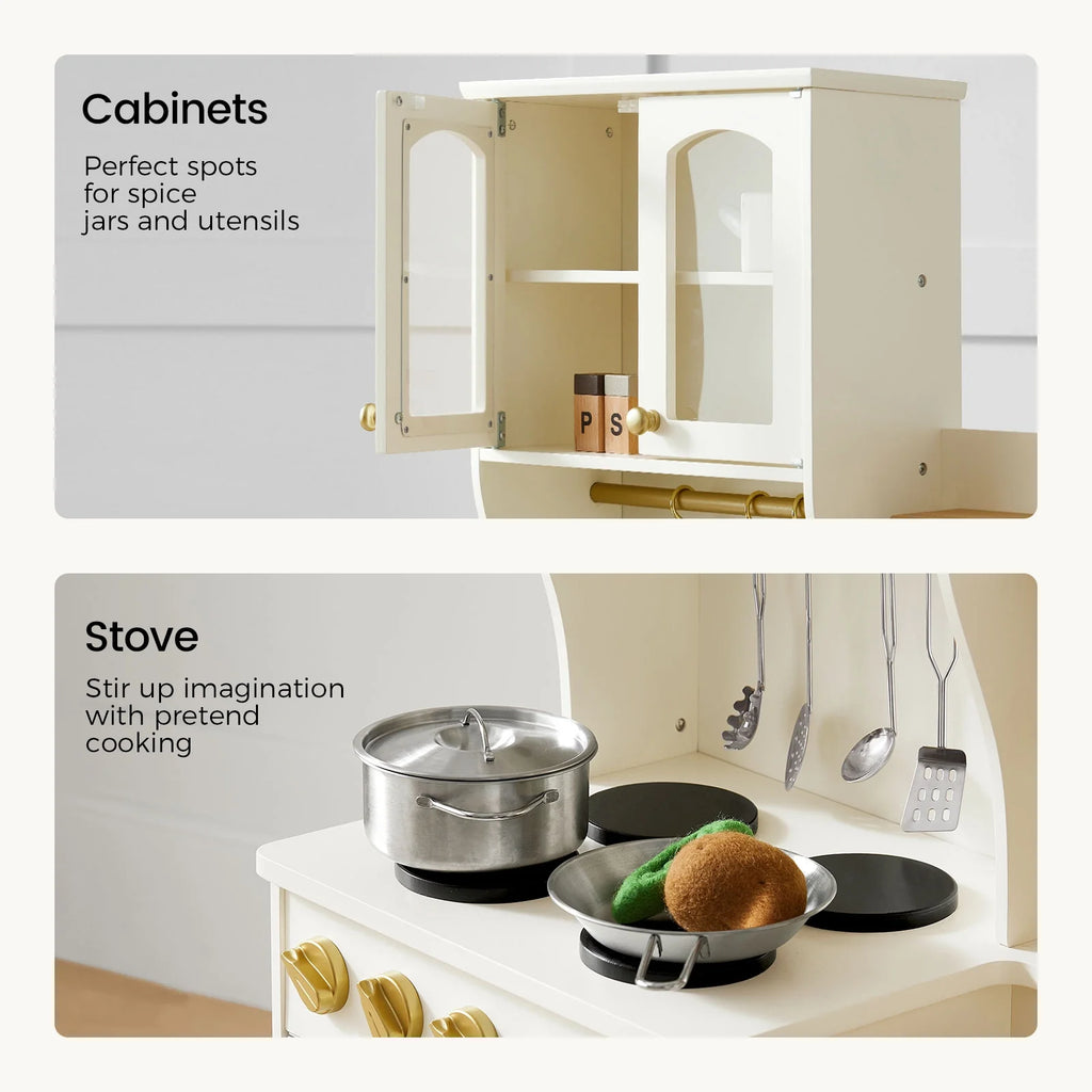 Tiny Land® Wooden Play Kitchen with Storage – 4 Colors
