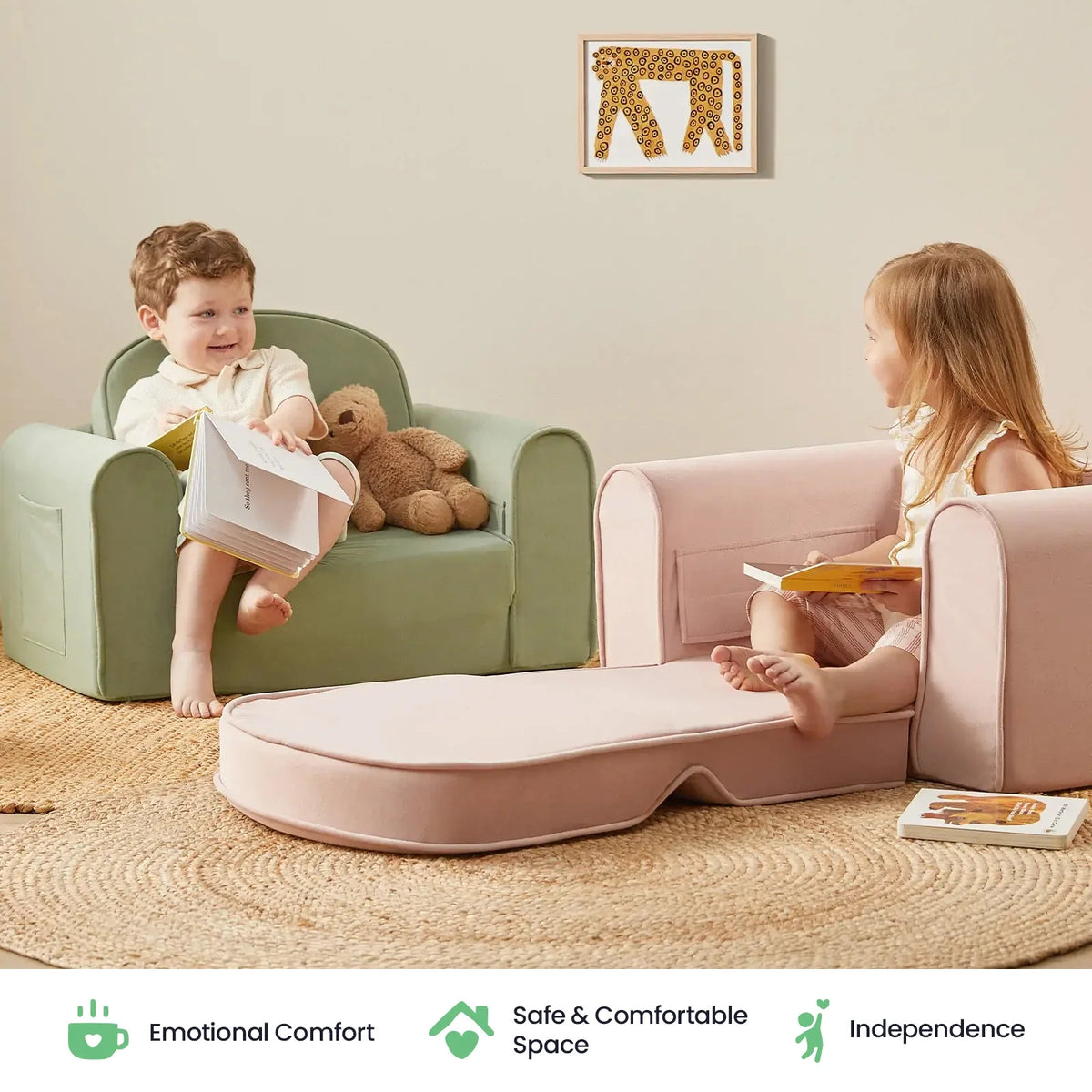 Tiny Land® GentleSnug 2-in-1 Kids Chair & Foldable Sofa