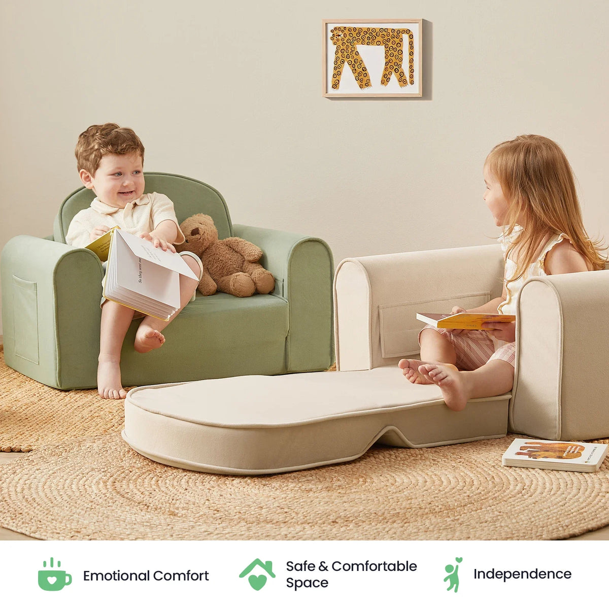 Tiny Land® GentleSnug 2-in-1 Kids Chair & Foldable Sofa