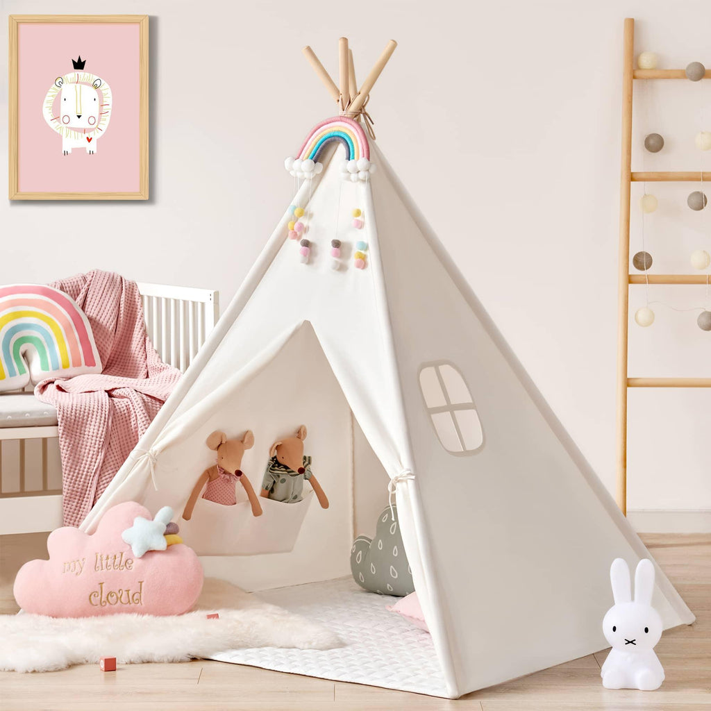Tiny Land® Kids Teepee Tent with Floor Mat