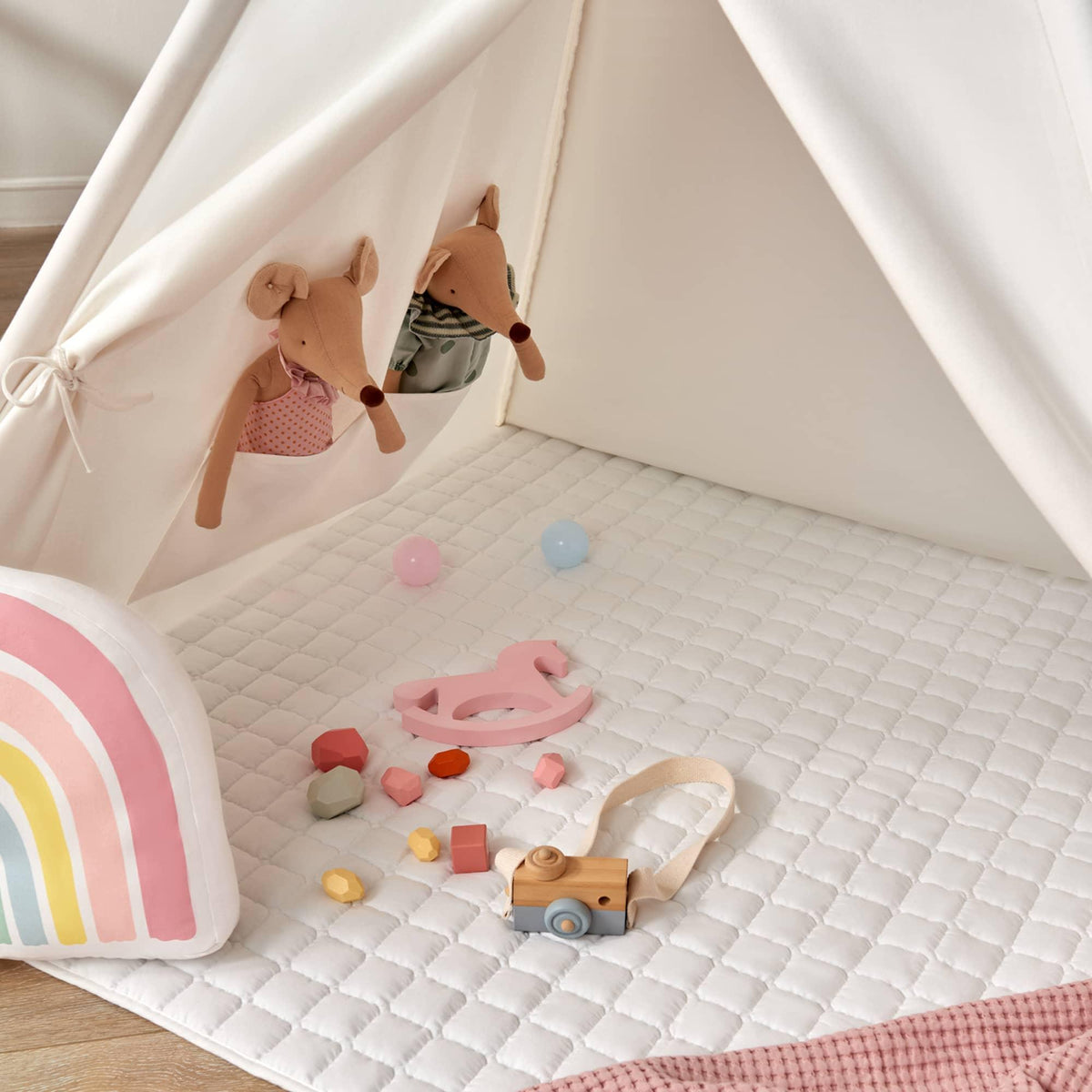 Tiny Land® Kids Teepee Tent with Floor Mat
