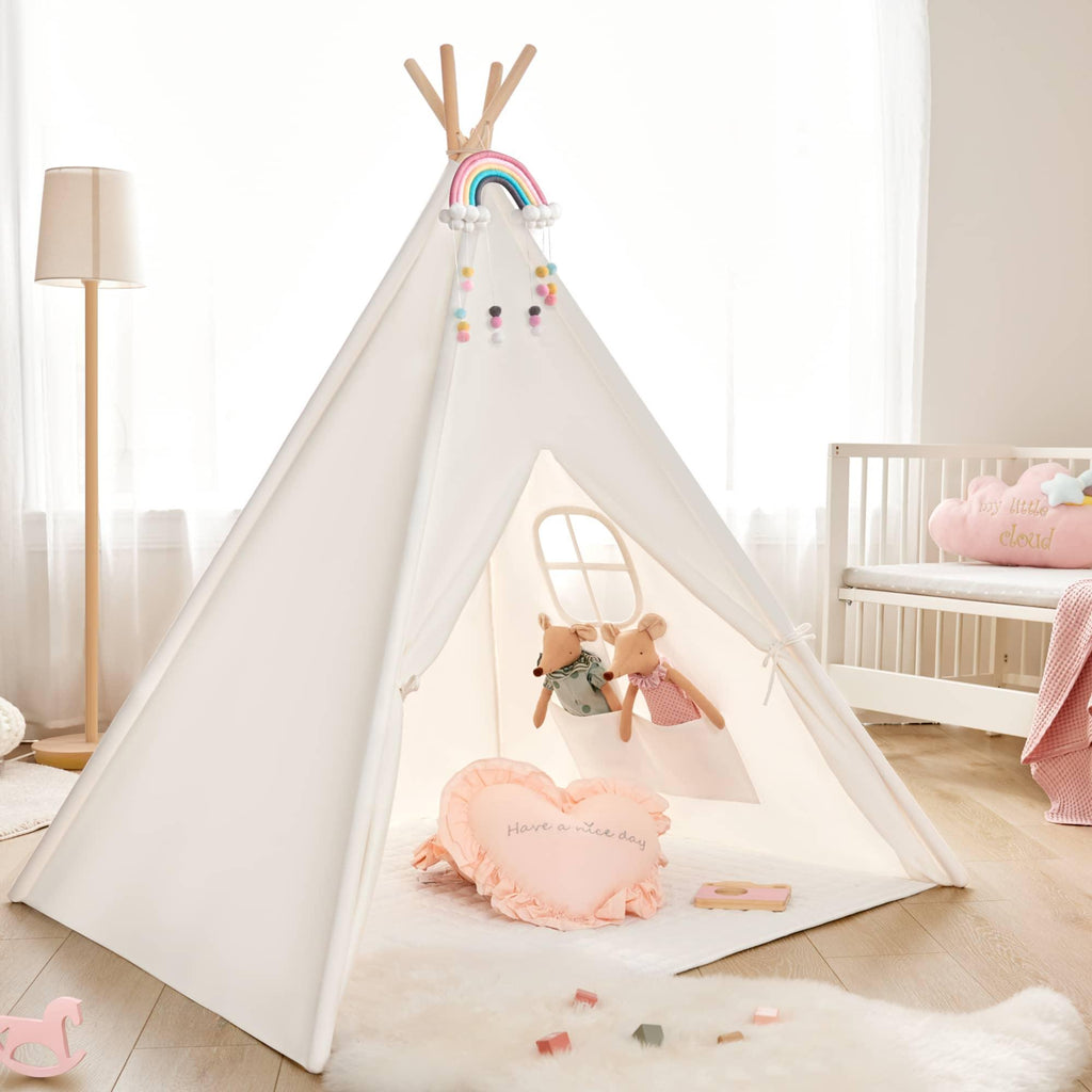 Tiny Land® Kids Teepee Tent with Floor Mat