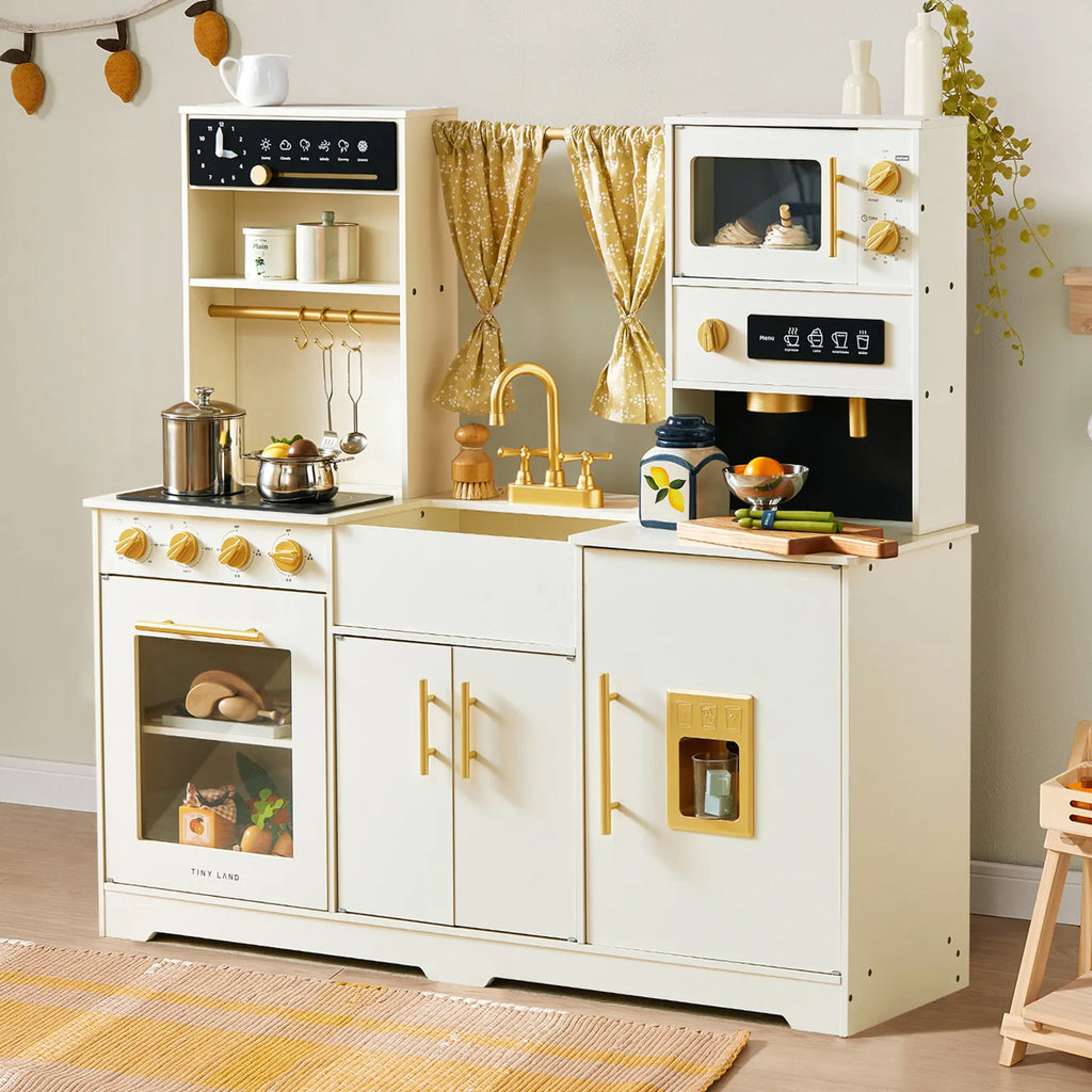 Tiny Land® Iconic Wooden Play Kitchen – Cream