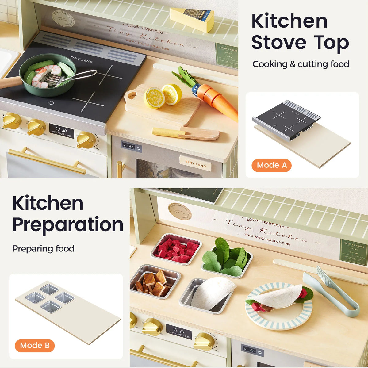 Tiny Land® BistroSwitch 2-in-1 Wooden Play Kitchen